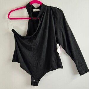 Full Circle Trends Trendy Plus Size One-Shoulder Bodysuit Sz 1X Black NEW